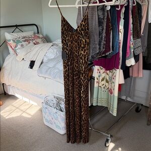 Norma Kamali Leopard Jumpsuit in Brown & Black